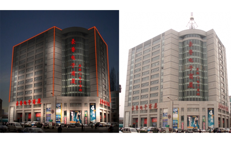 豪魯電子商廈發(fā)光標(biāo)識(shí)，壓克力發(fā)光大字